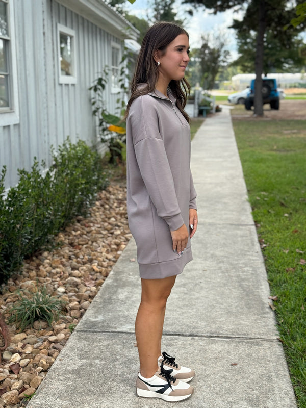 SEANNI SOFT KNIT HALF ZIP MINI DRESS