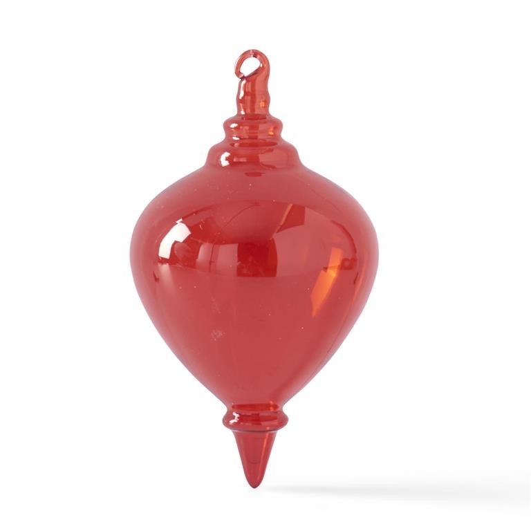 6.5 Inch Transparent Red Finial Glass Ornament