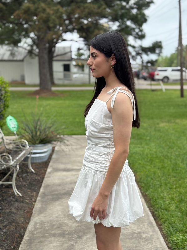 Adelyn Tie Shoulder Bubble Hem Dress