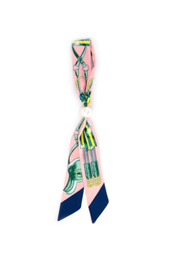 Light Pink Patterned Scarf with Pearl