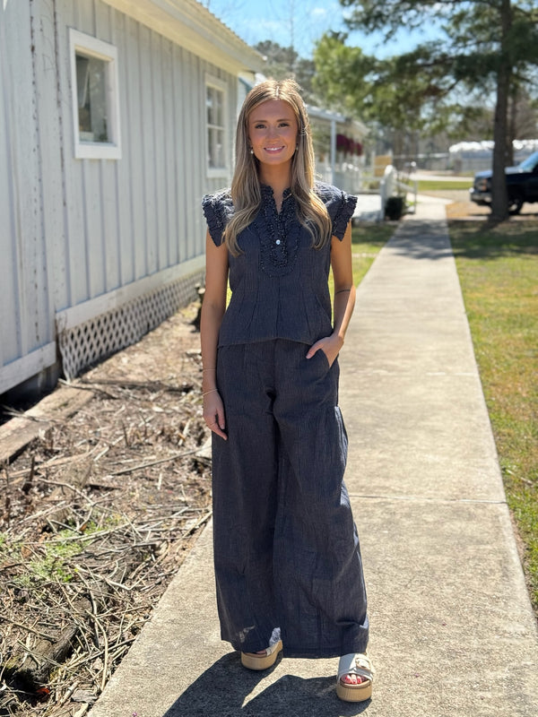 Wide Leg Striped Pant