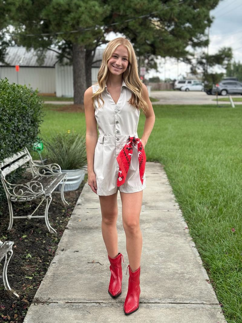 Amira Collared Neck Sleeveless Romper