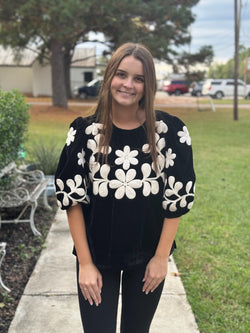 Black Velvet Embroidered Top