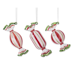 Red & Green Glass Candy Ornament