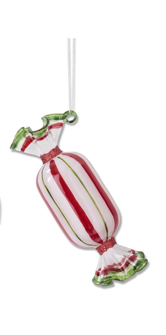 Red & Green Glass Candy Ornament