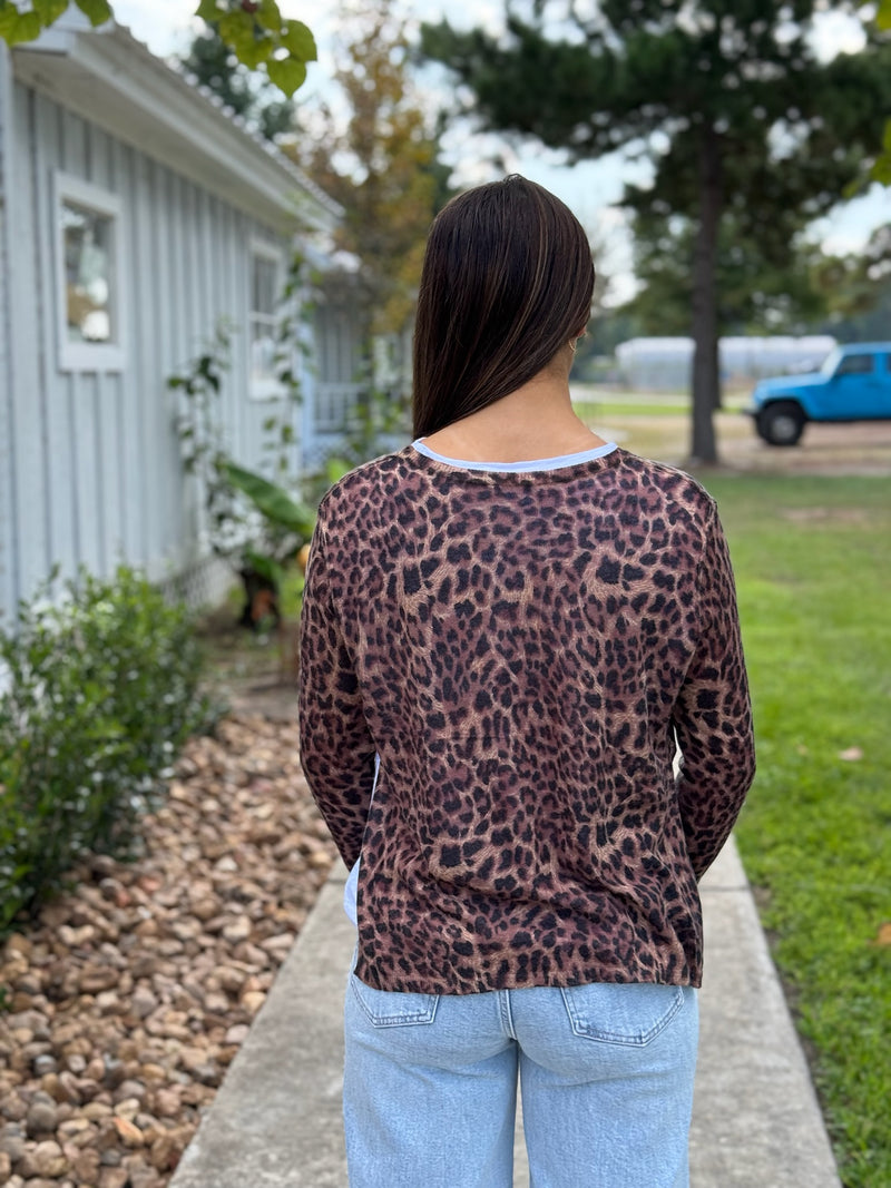 Mila Leopard Sweater with Knit Top