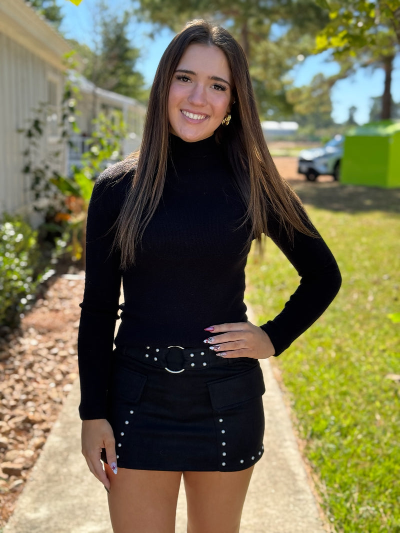 Alexa Stud Detail Mini Skirt