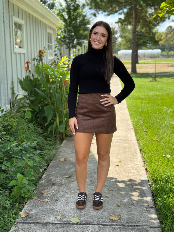 Regina Fitted Suede Mini Skirt