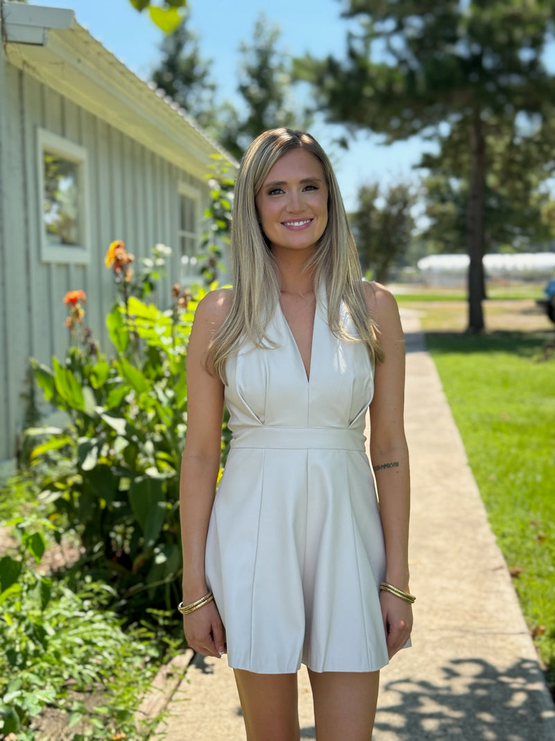 Mariah Halter Neck Leather Romper