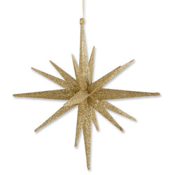 8 Inch 16 Point Gold Glitter Star Ornament