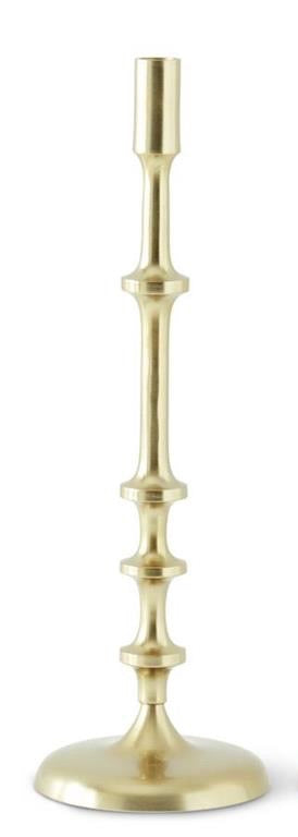 Gold Metal Ribbed Candlestick - 18.375 Inch
