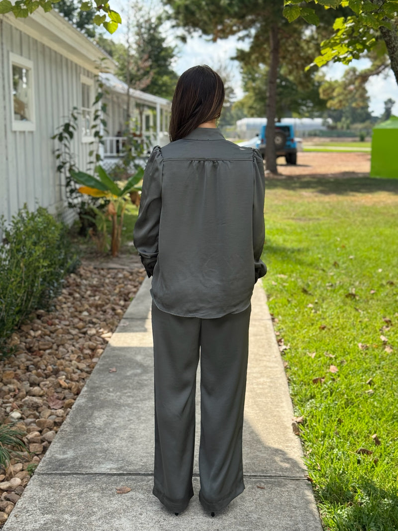 MERRY DRAWSTRING PULL ON PANTS - Ivy Green