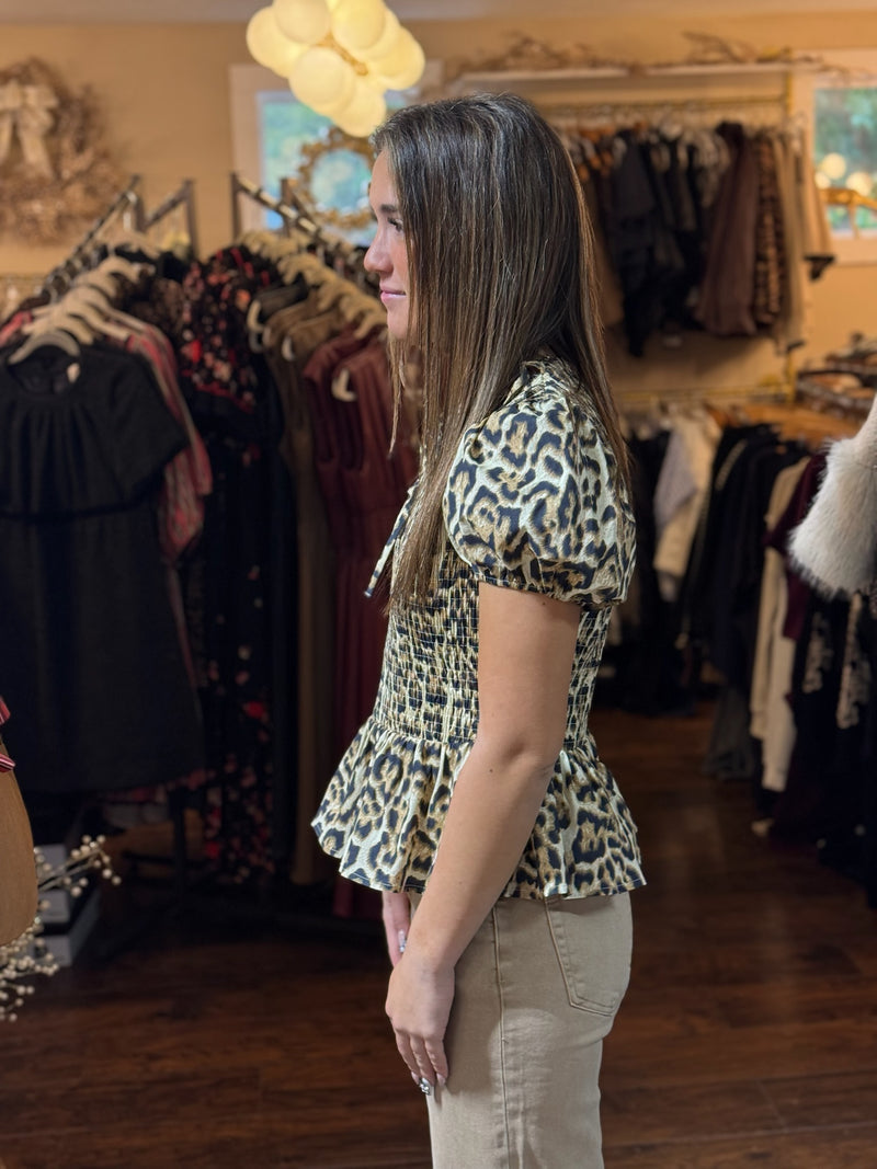 Angelina Leopard Print Peplum Top