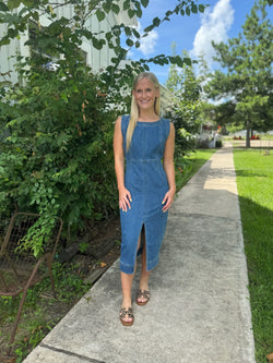 Sleeveless Denim Midi Dress