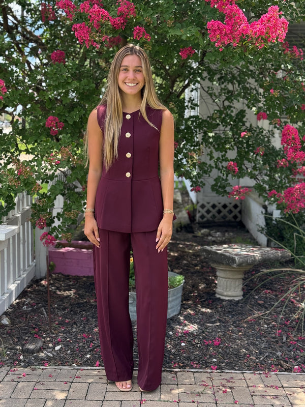 Kyleigh Burgundy Pants
