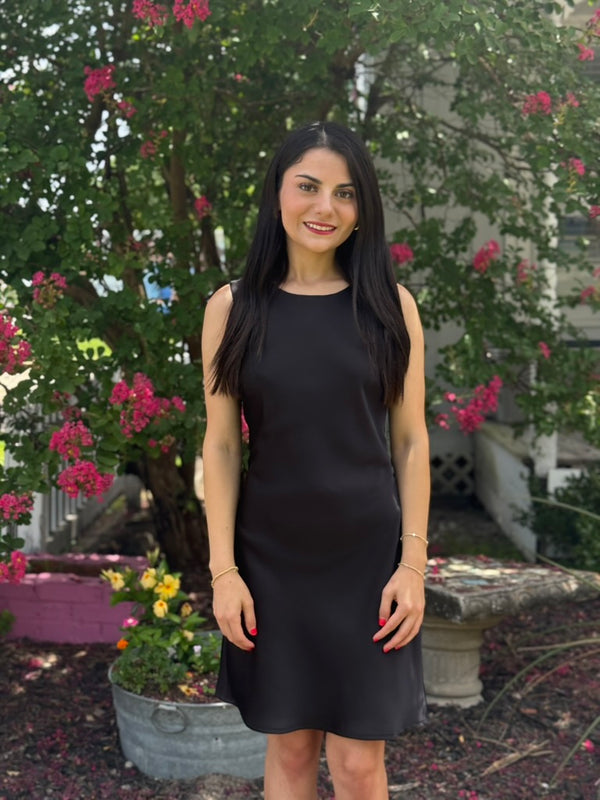 Stacy Draped Back Satin Mini Dress