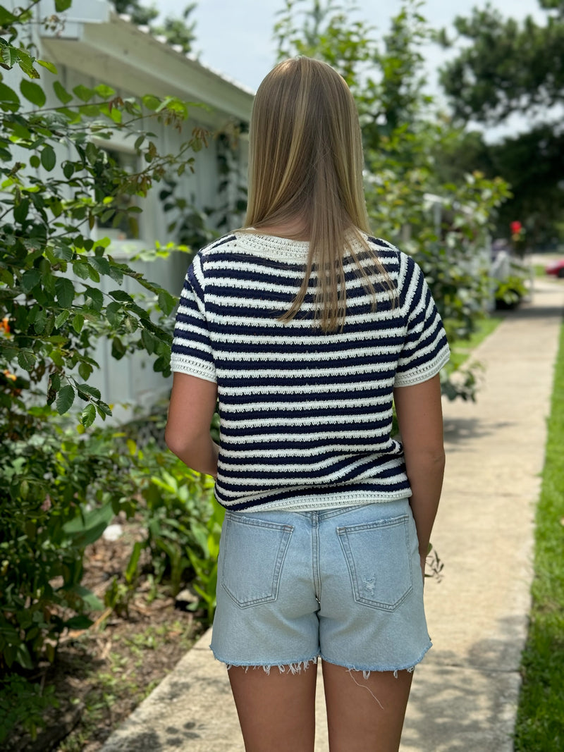 Striped Crochet Knitted Top