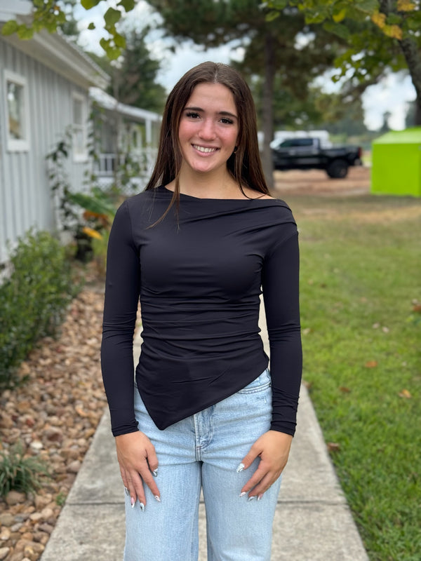 ALAIN LONG SLEEVE ASYMMETRIC TOP