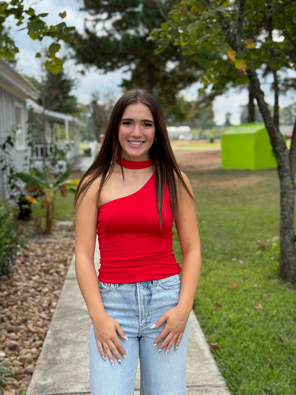 SUNNY ONE SHOULDER NECK TIE TOP