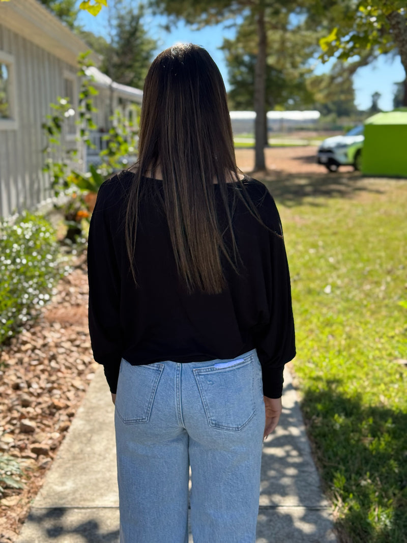 DOLMAN SLEEVE TOP - BLACK