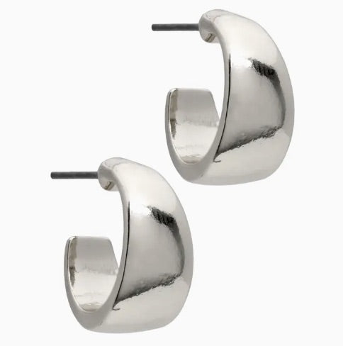 Silver Thick Mini Hoop Earrings