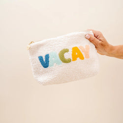 Zippered Teddy Pouch Cream - VACAY