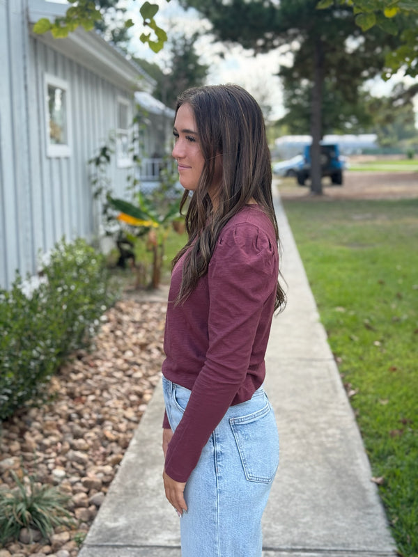 JULES TOP WITH PLEATED SHOULDER SLEEVE