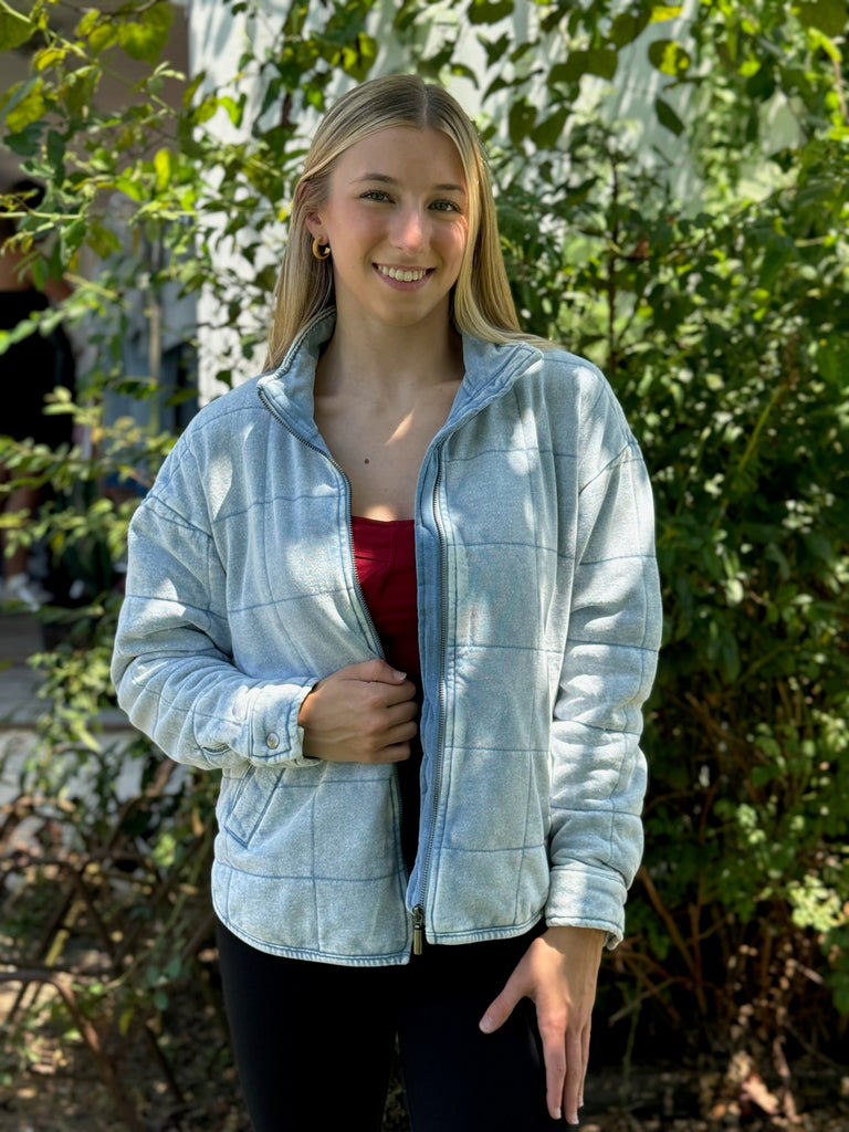 Bonfire Knit Denim Jacket – Cactus Flower
