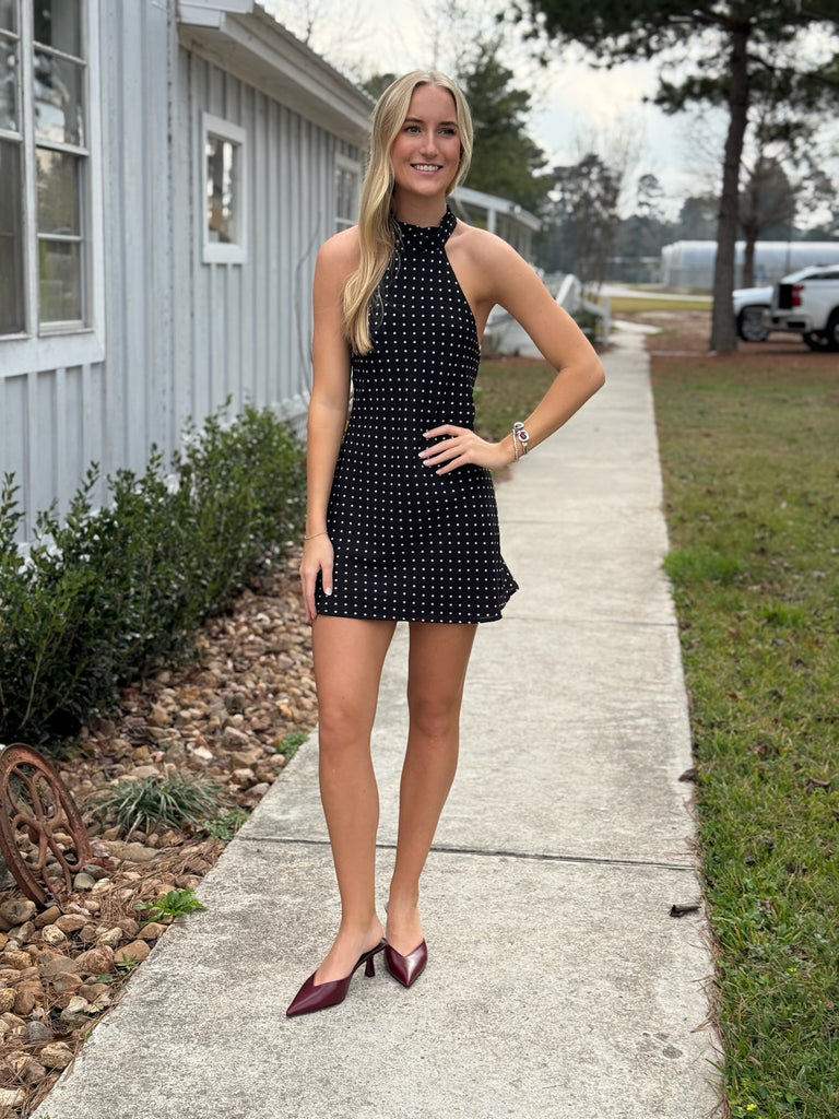 Emily Halter Neck Dot Mini Dress S