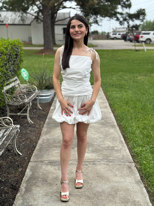 Adelyn Tie Shoulder Bubble Hem Dress