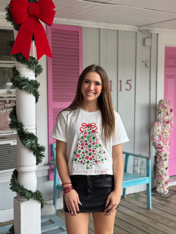 Merry & Bright Christmas Tree T-Shirt