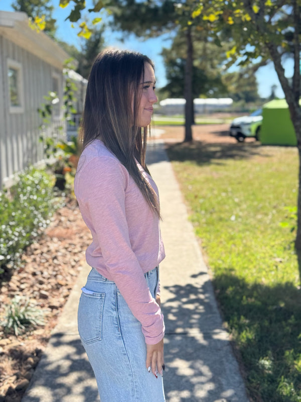 BLANKET STITCH CLASSIC TEE - VINTAGE PINK