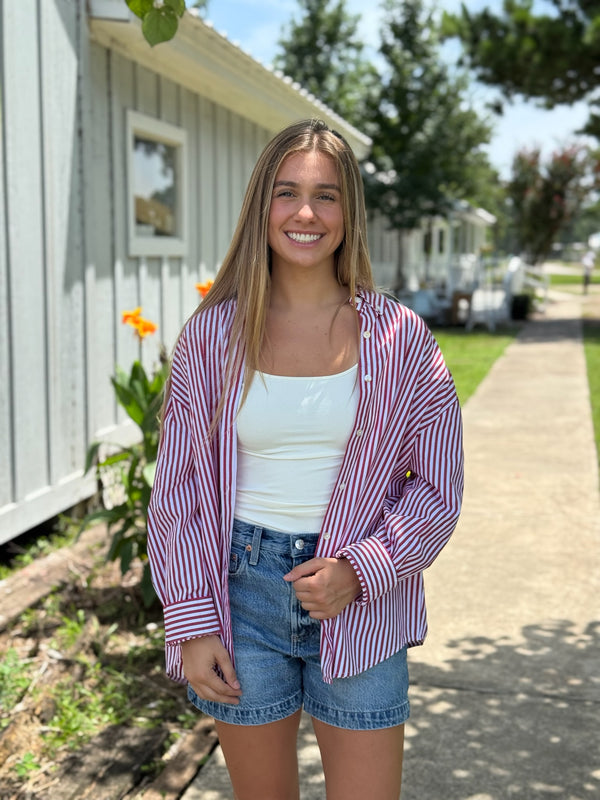 Renee Red Stripe Top