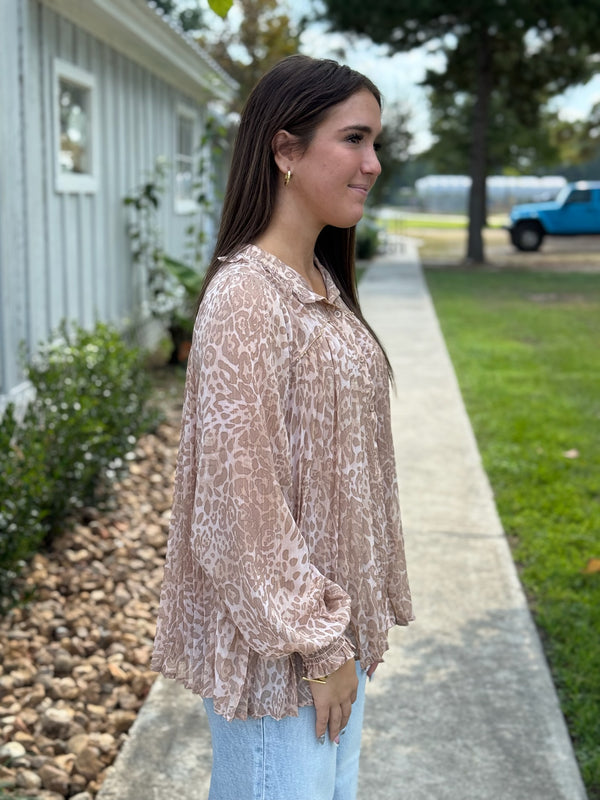Kinsley Blush Animal Print Blouse