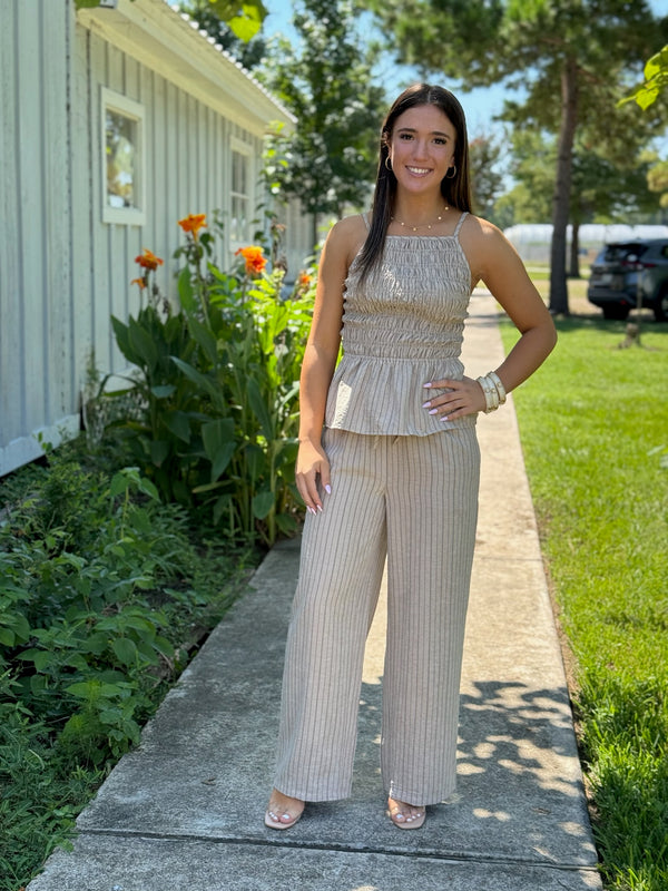 LeAnn Taupe & Brown Stripe SET