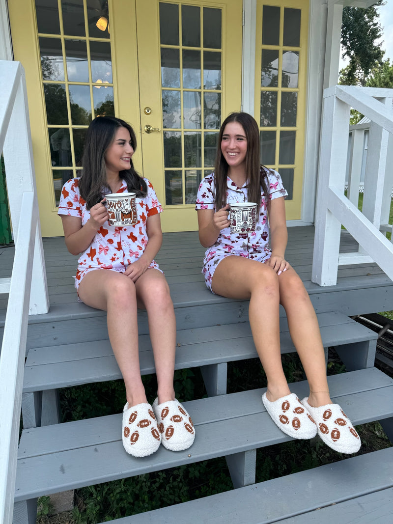 Put A Bow On It Sleep Set - White/Burnt Orange/Pink