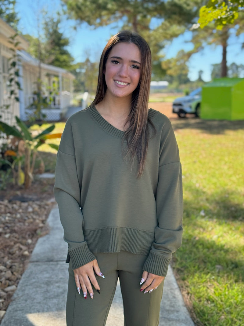 JOSELLE SOFT KNIT SWEATER RIB DRAWSTRING