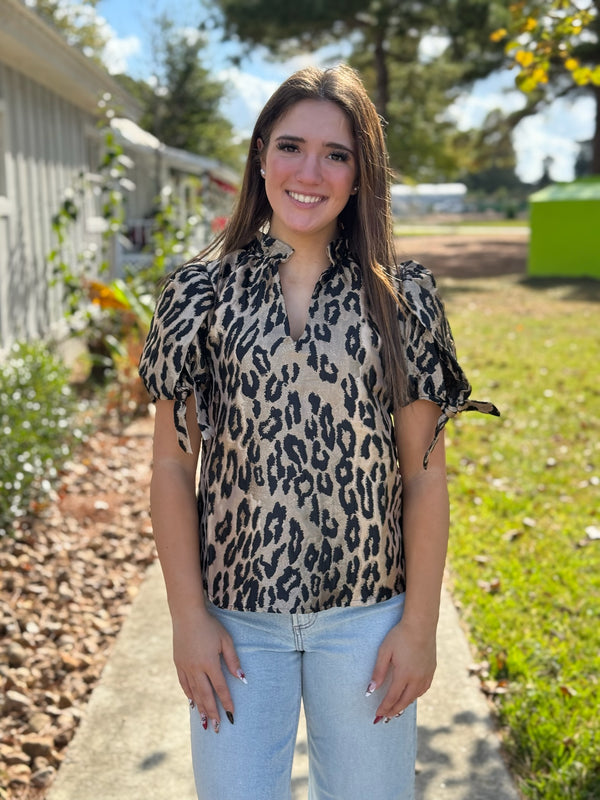 Avery Taupe Printed Blouse