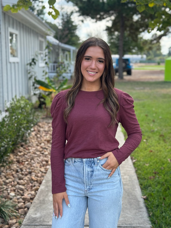 JULES TOP WITH PLEATED SHOULDER SLEEVE