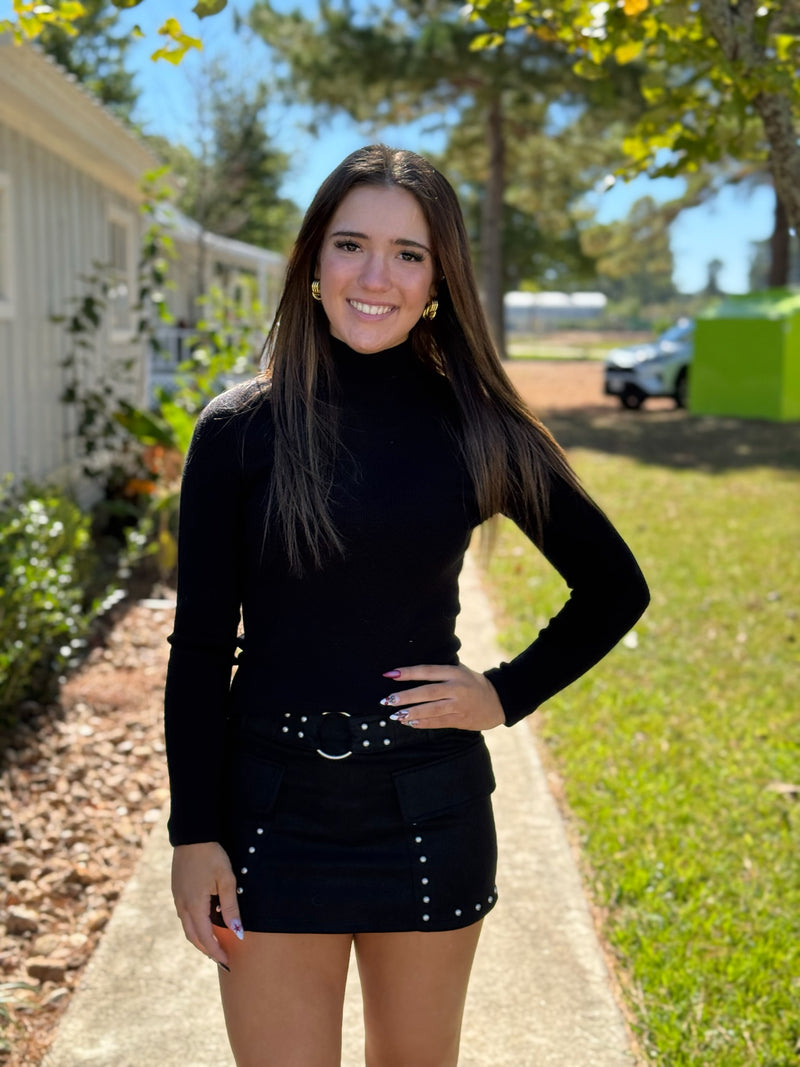 Alexa Stud Detail Mini Skirt