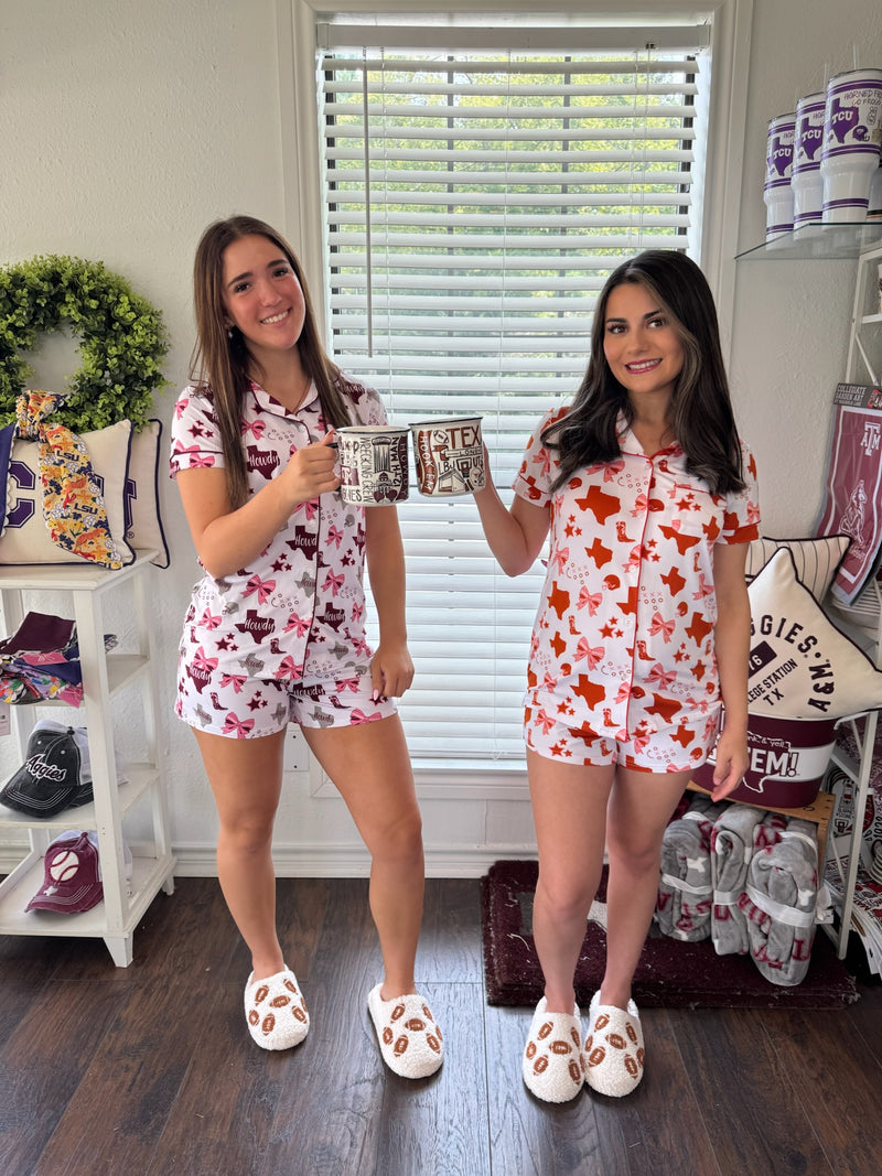 Put A Bow On It Sleep Set - White/Burnt Orange/Pink