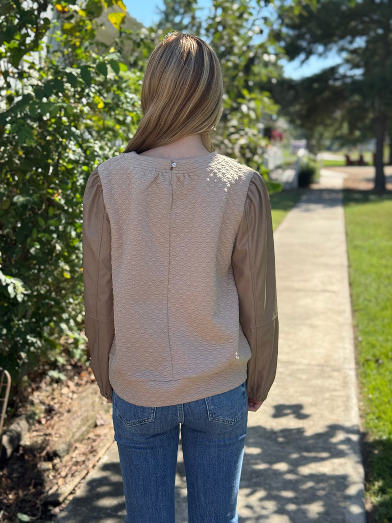 Taylor Long Sleeve Textured Sweat Top