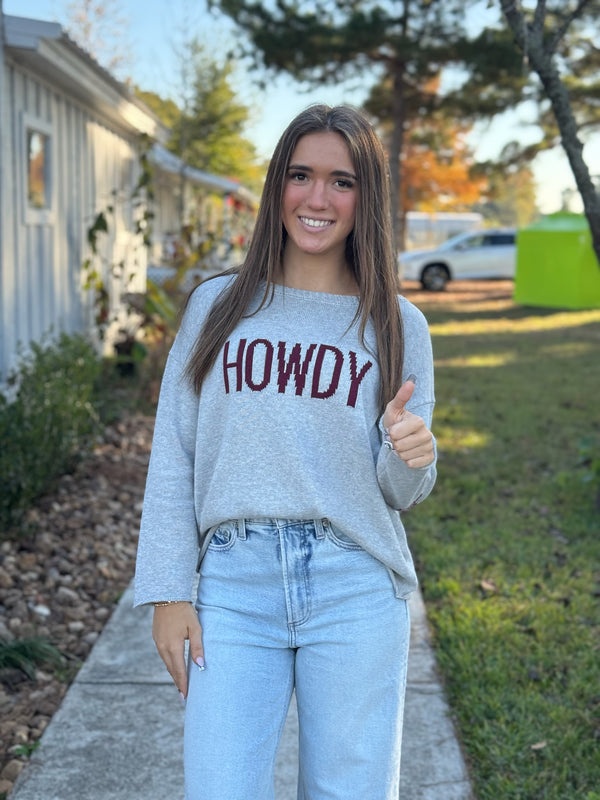 Grey Sweater with Howdy