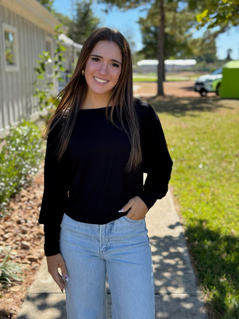 DOLMAN SLEEVE TOP - BLACK