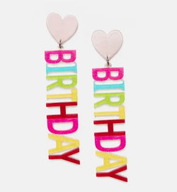 Rainbow Acrylic Birthday Earrings