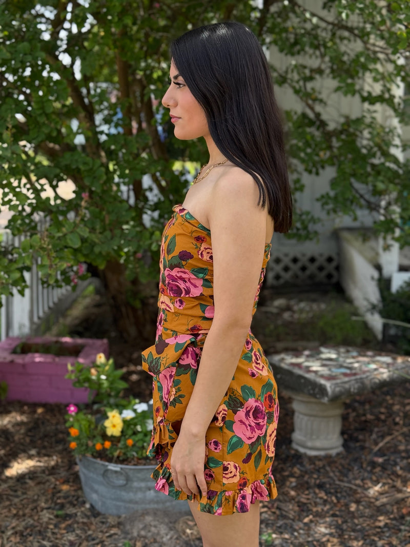 Bella Mustard & Pink Romper