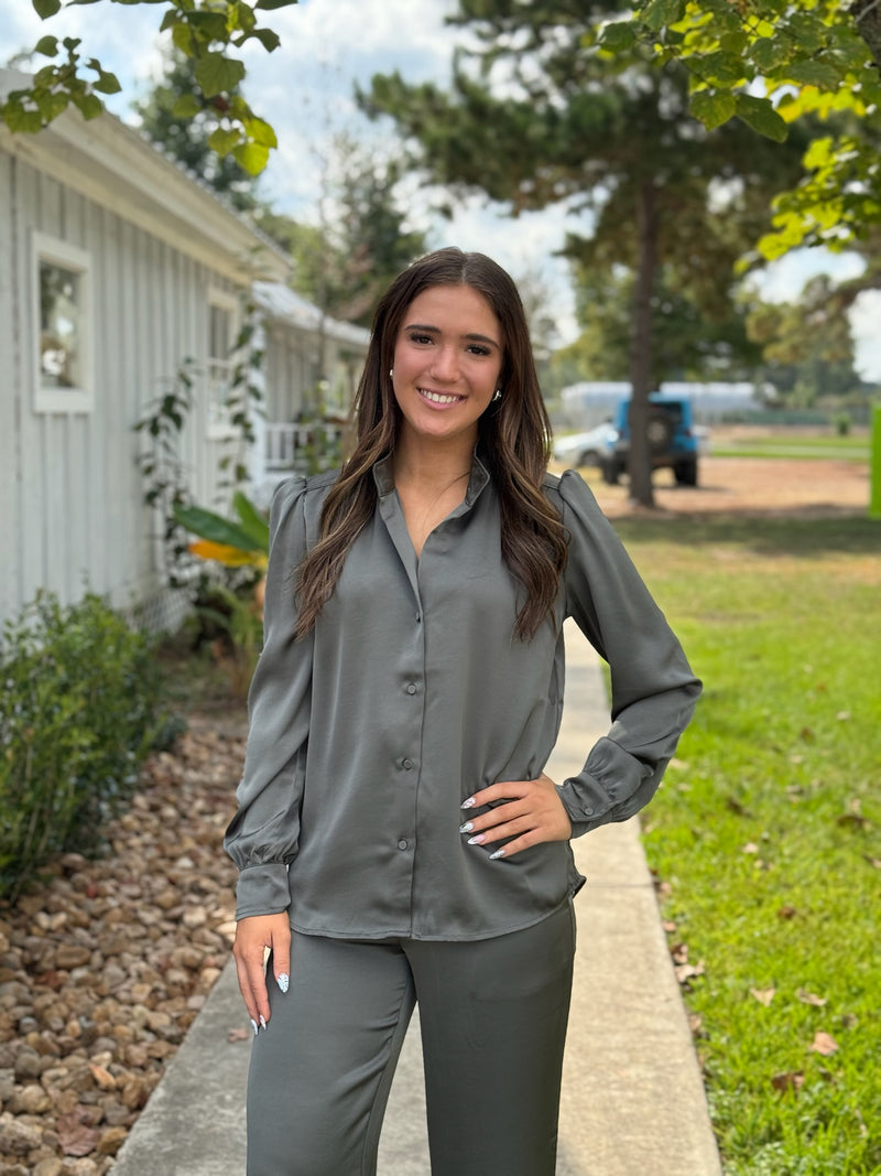 MERRY DRAWSTRING PULL ON PANTS - Ivy Green