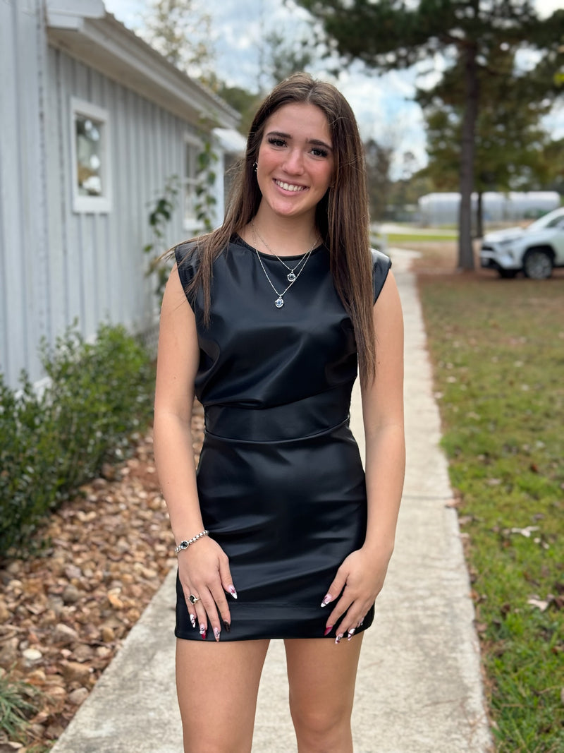 Eloise Black Leather Dress