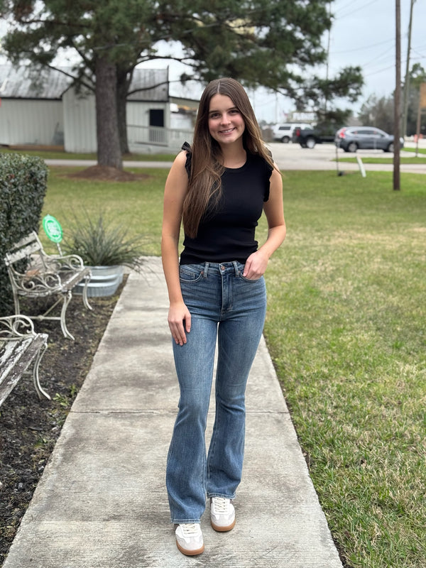 Back Pocket Embroidered Bootcut