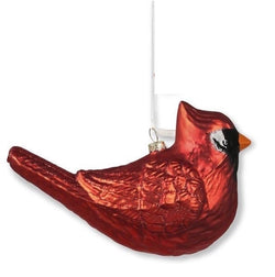 Red Glass Cardinal Ornament with Red Glitter